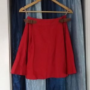 Burberry London Red Lined Pleated Skirt Size 36